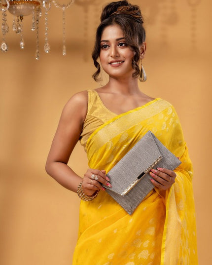 DESH BIDESH Woven Design Zari Silk Cotton Taant Saree