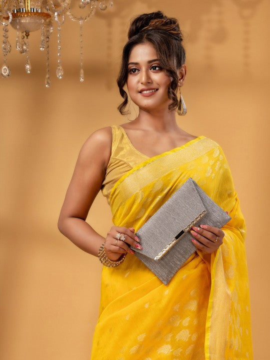 DESH BIDESH Woven Design Zari Silk Cotton Taant Saree