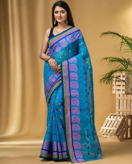 DESH BIDESH Ethnic Motifs Woven Design Pure Cotton Taant Saree