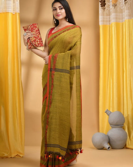 DESH BIDESH Ethnic Motifs Woven Design Pure Cotton Taant Saree