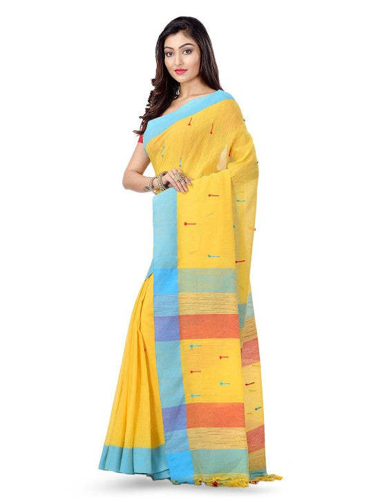 DESH BIDESH Woven Design Pure Cotton Traditional Taant Saree