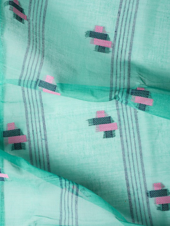DESH BIDESH Ethnic Motifs Woven Design Pure Cotton Taant Saree