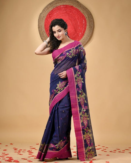Exquisite Paisley Woven Design Pure Cotton Taant Saree for Women