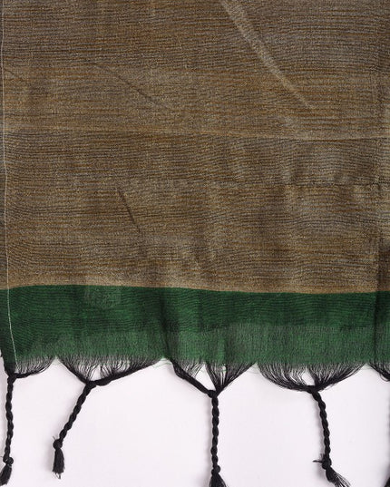 DESH BIDESH Green & Gold-Toned Pure Cotton Handloom Khadi Saree