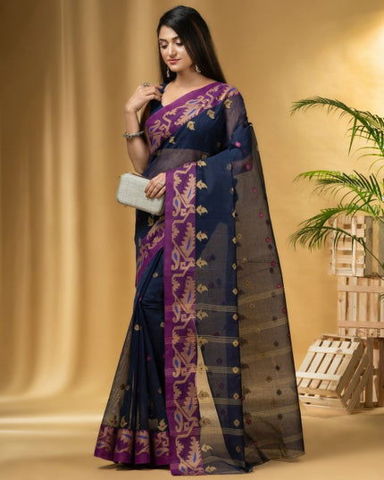 DESH BIDESH Ethnic Motifs Woven Design Pure Cotton Taant Saree