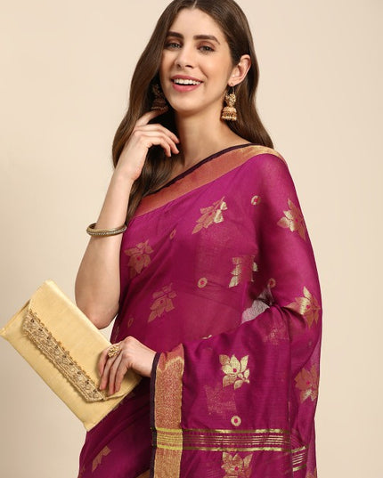 DESH BIDESH Ethnic Motifs Zari Taant Saree