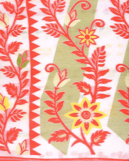 Exquisite Handloom Cotton Blend Soft Dhakai Jamdani Saree with Woven Design