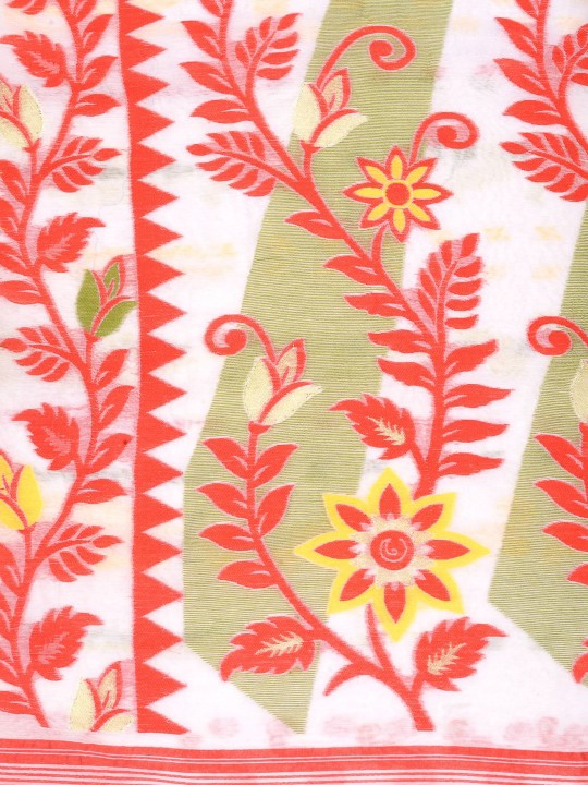 Exquisite Handloom Cotton Blend Soft Dhakai Jamdani Saree with Woven Design