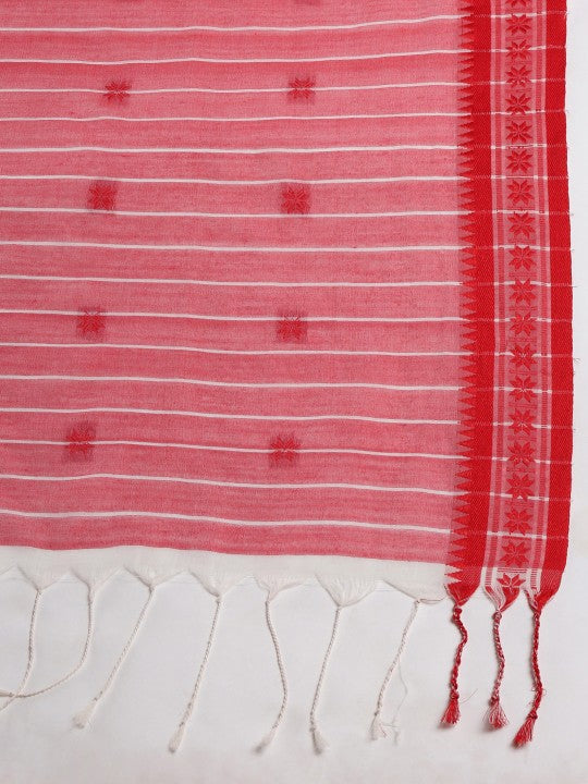 DESH BIDESH Woven Design Ethnic Motifs Pure Cotton Taant Saree