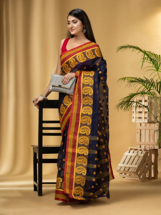 Ethnic Motifs Woven Design Pure Cotton Taant Saree