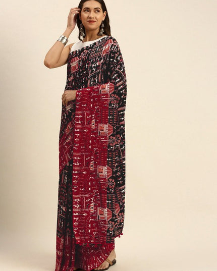 DESH BIDESH Handloom Woven Pure Cotton Taant Saree for Festive Occasions