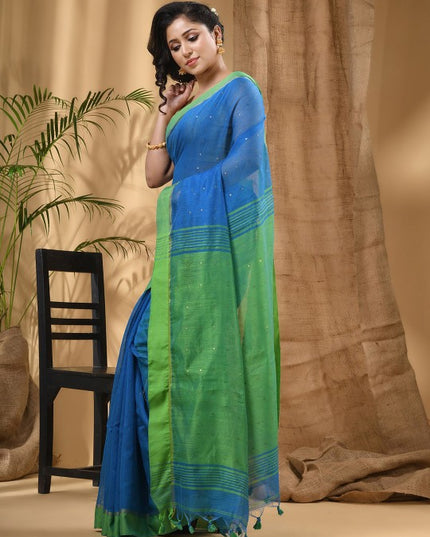 DESH BIDESH Embellished Sequinned Taant Saree