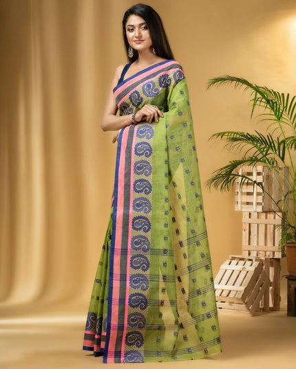 DESH BIDESH Ethnic Motifs Woven Design Pure Cotton Taant Saree