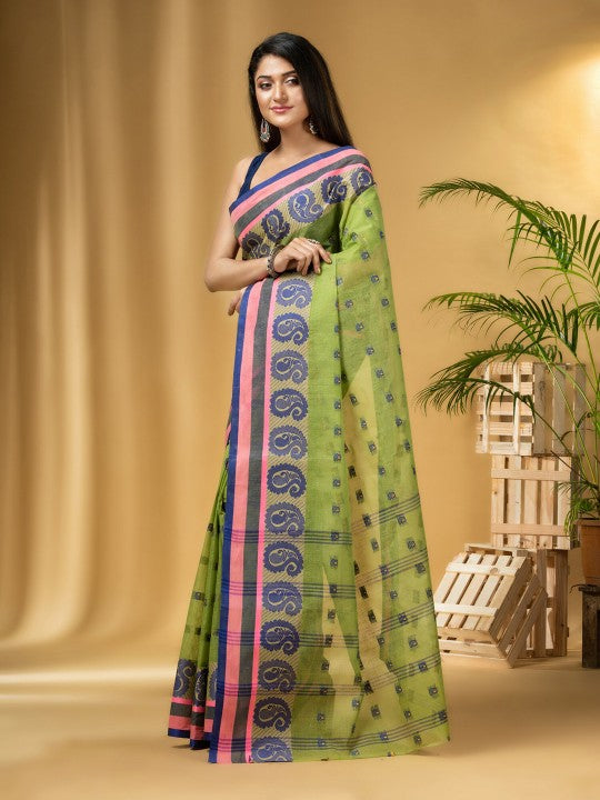 DESH BIDESH Ethnic Motifs Woven Design Pure Cotton Taant Saree