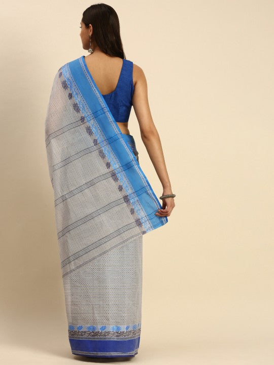 DESH BIDESH Woven Design Pure Cotton Taant Saree