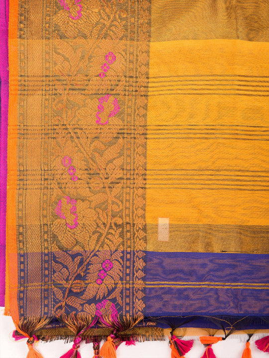 DESH BIDESH Woven Design Zari Kanjeevaram Saree With Blouse Piece