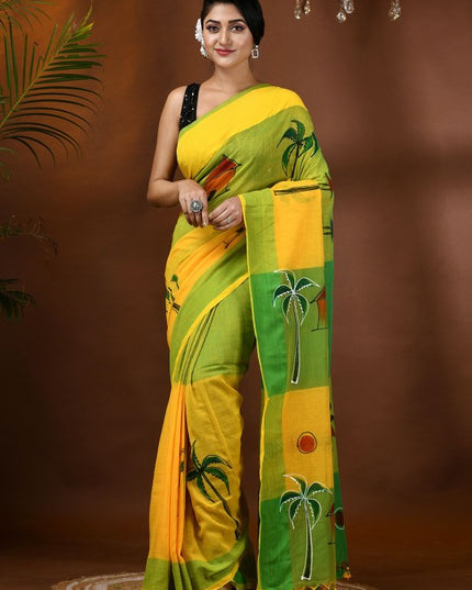 DESH BIDESH Adults Women Ethnic Motifs Pure Cotton Taant Saree
