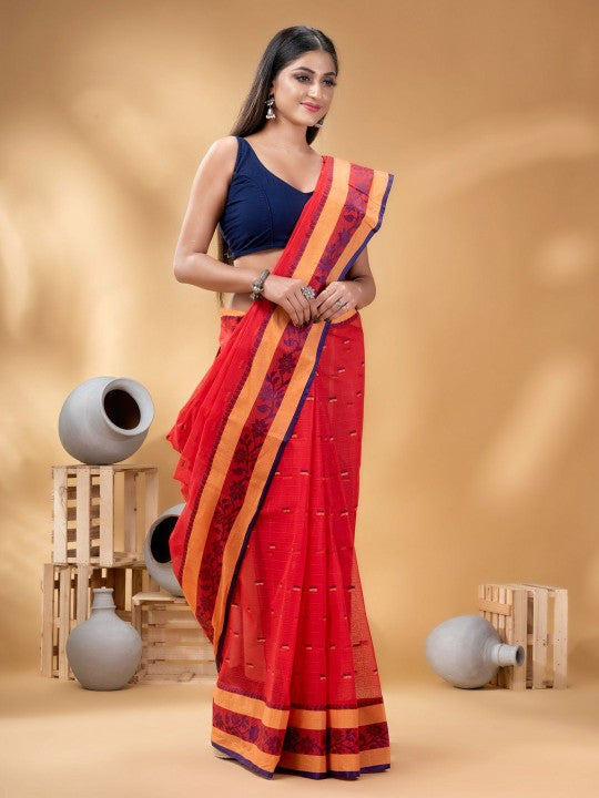 DESH BIDESH Woven Design Pure Cotton Taant Saree