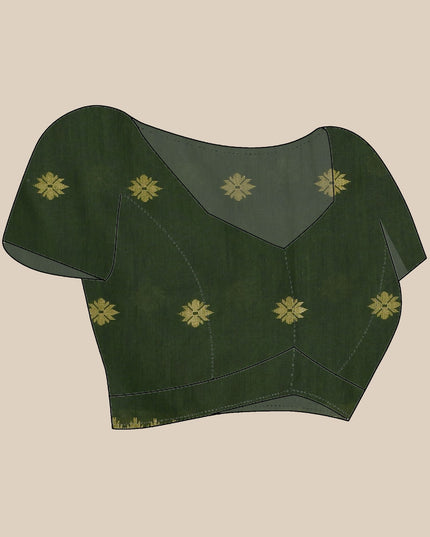 Women cotton silk tant handloom saree mysore party, wear sarees latest, design wedding, ready wear georgette chiffon saree soft silk cotton Taarini design sarees for women (Dark Green)