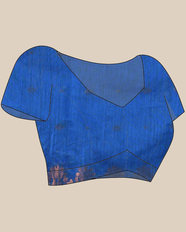 Women cotton silk tant handloom saree mysore party, wear sarees latest, design wedding, kanjivaram georgette chiffon saree soft silk cotton Senzia design sarees for women (Royal Blue)