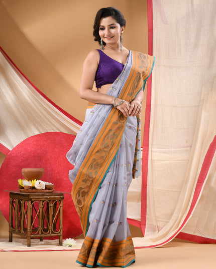 Women Tant cotton saree for woman party, wear handloom sarees for women cotton georgette chettinad cotton silk sarees for women latest, Vasantika design (Grey)