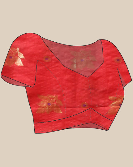 Cotton Silk Party Wear Saree Trendy Design Gulnaz Georgette Chiffon Cotton Saree (Red)