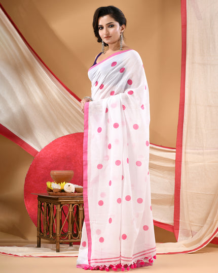 Women cotton silk tant handloom saree mysore party wear sarees latest design wedding handloom  sarees for women latest (Pink)