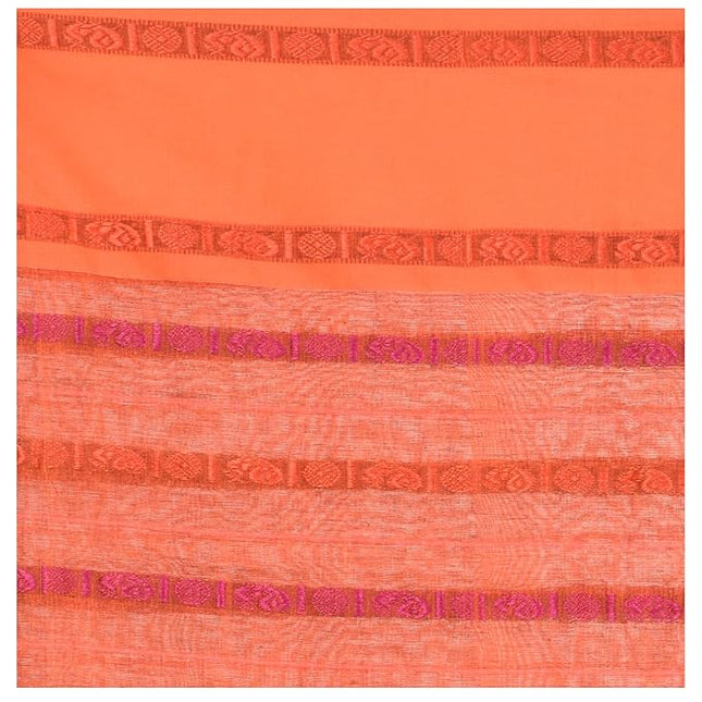 Women`s Traditional Bengali Bengamuri Pure Handloom Cotton Saree With Blouse Piece