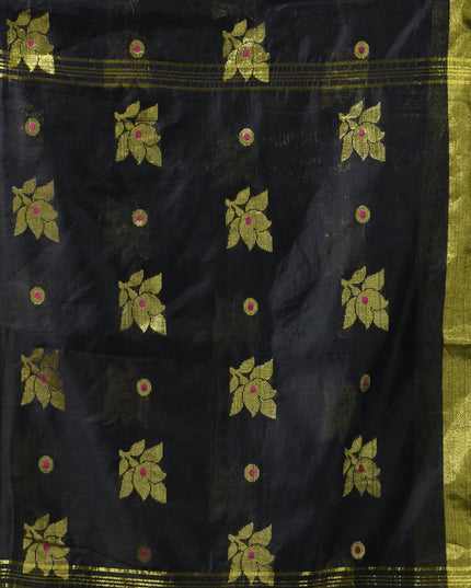 Cotton Silk Party Wear Saree Trendy Design Gulnaz Georgette Chiffon Cotton Saree (Black)