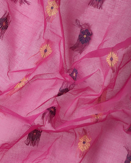 DESH BIDESH Pink & Purple Ethnic Motifs Pure Cotton Taant Saree