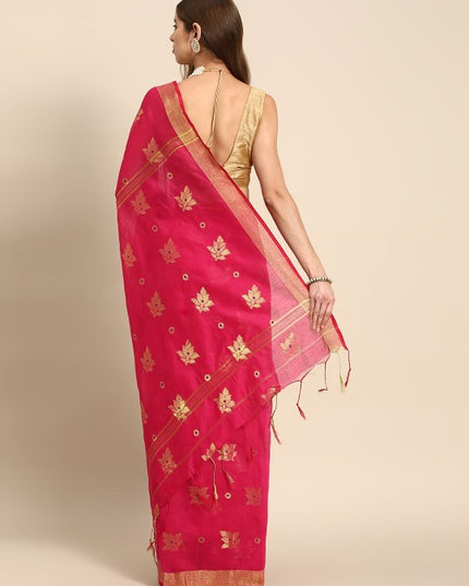 DESH BIDESH Floral Zari Taant Saree