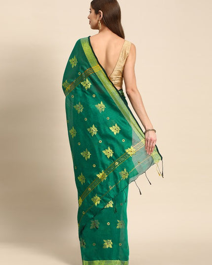 DESH BIDESH Floral Zari Taant Saree