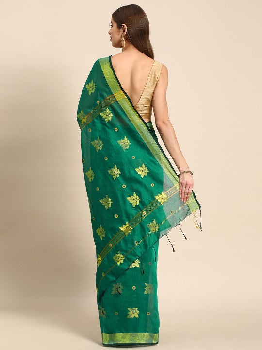 DESH BIDESH Floral Zari Taant Saree