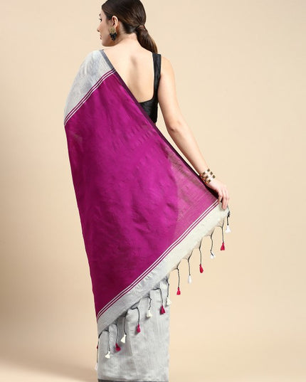 DESH BIDESH Elegant Colourblocked Cotton Silk Saree with Unstitched Blouse Piece