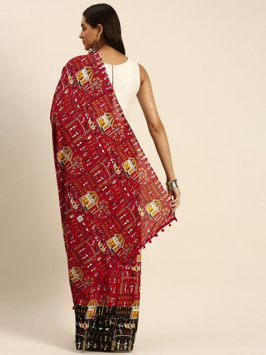 DESH BIDESH Kalamkari Pure Cotton Taant Saree: Traditional Woven Design for Women