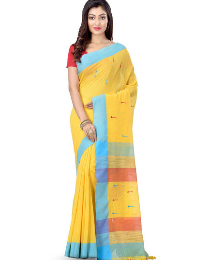 DESH BIDESH Woven Design Pure Cotton Traditional Taant Saree