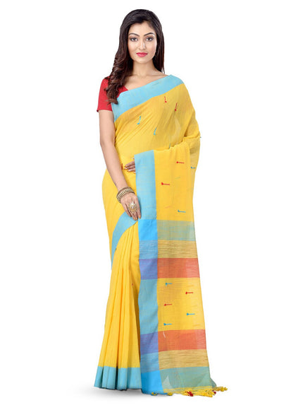 DESH BIDESH Woven Design Pure Cotton Traditional Taant Saree