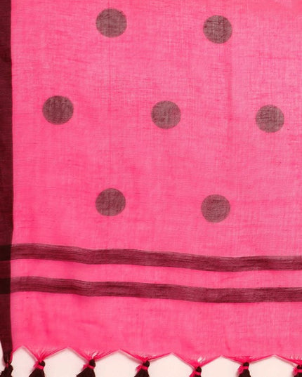 DESH BIDESH Polka Dots Pure Cotton Taant Saree