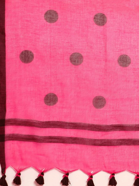 DESH BIDESH Polka Dots Pure Cotton Taant Saree