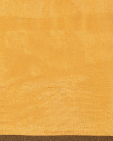 DESH BIDESH Ghicha Cotton Colourblocked Saree: Elegant Mustard & Blue Blend