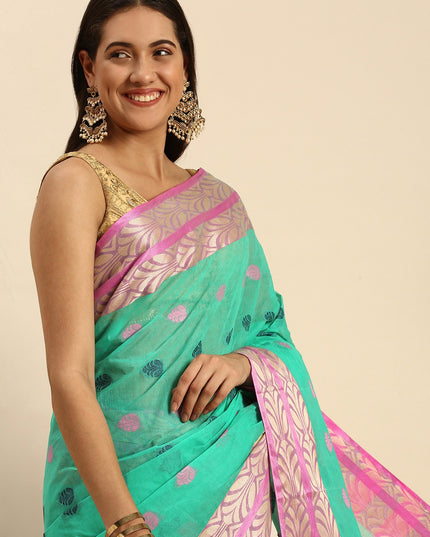 DESH BIDESH Woven Design Pure Cotton Taant Saree