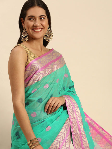 DESH BIDESH Woven Design Pure Cotton Taant Saree