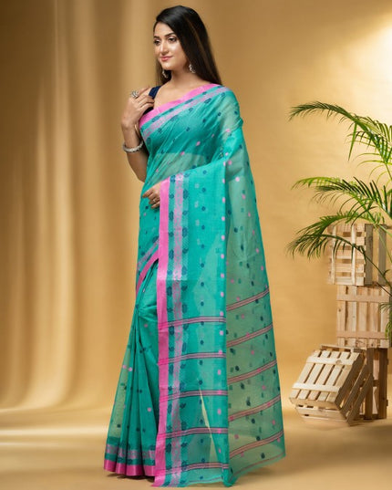 DESH BIDESH Ethnic Motifs Woven Design Pure Cotton Taant Saree