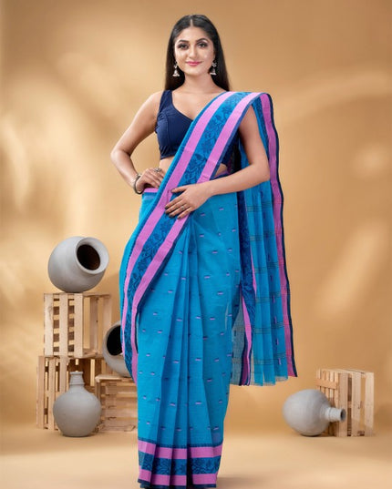 DESH BIDESH Woven Design Pure Cotton Taant Saree