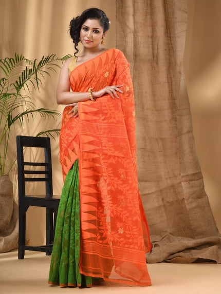 DESH BIDESH Geometric Woven Design Pure Cotton Taant Saree