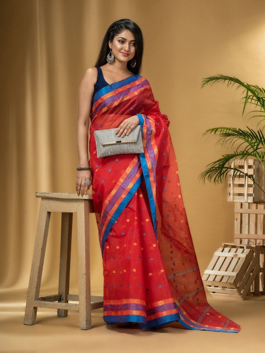 DESH BIDESH Ethnic Motifs Woven Design Pure Cotton Taant Saree