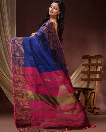 DESH BIDESH Floral Woven Design Zari Maheshwari Saree