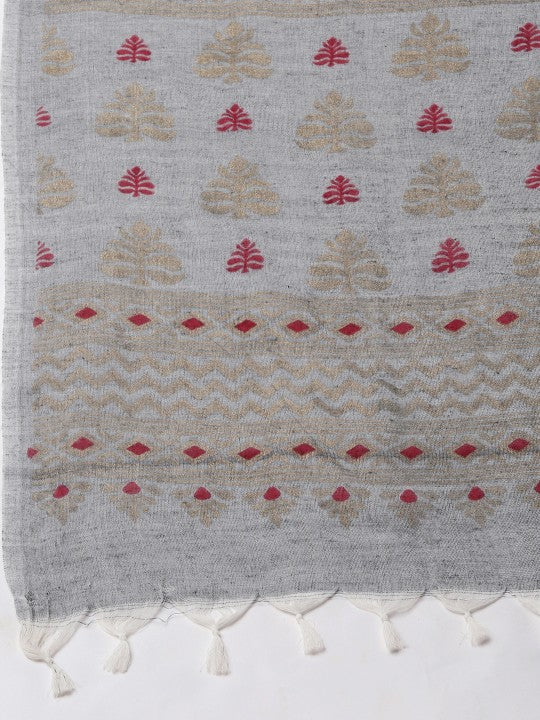 DESH BIDESH Woven Design Pure Cotton Khadi Saree