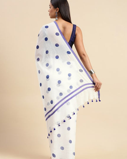 DESH BIDESH Polka Dot Pure Cotton Taant Saree