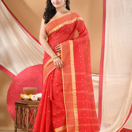 DESH BIDESH Woven Design Zari Pure Cotton Jamdani Saree